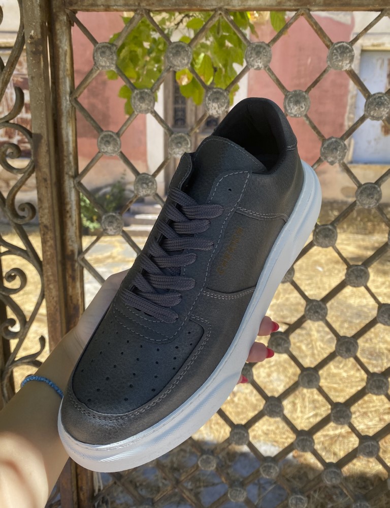 Ανδρικά ανθρακί Sneakers δερματίνη λευκή σόλα CH087A φωτογραφία